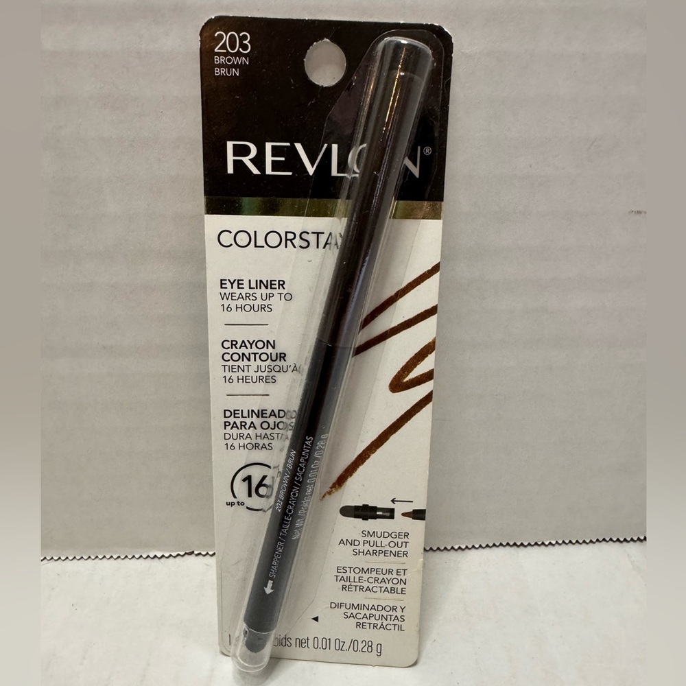 Revlon ColorStay Eyeliner Pencil Crayon Built-In Sharpener 203 Brown Smudger NEW